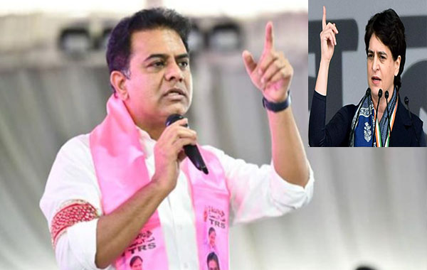 KTR : ప్రియాంక గాంధీ హైదరాబాద్ టూర్.. కేటీఆర్ కౌంటర్లు..