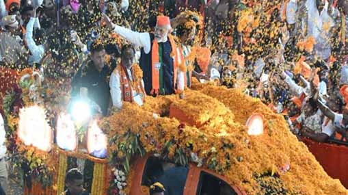 Modi Road Show : మోదీ రోడ్‌ షో.. భాగ్యనగరం కాషాయమయం..