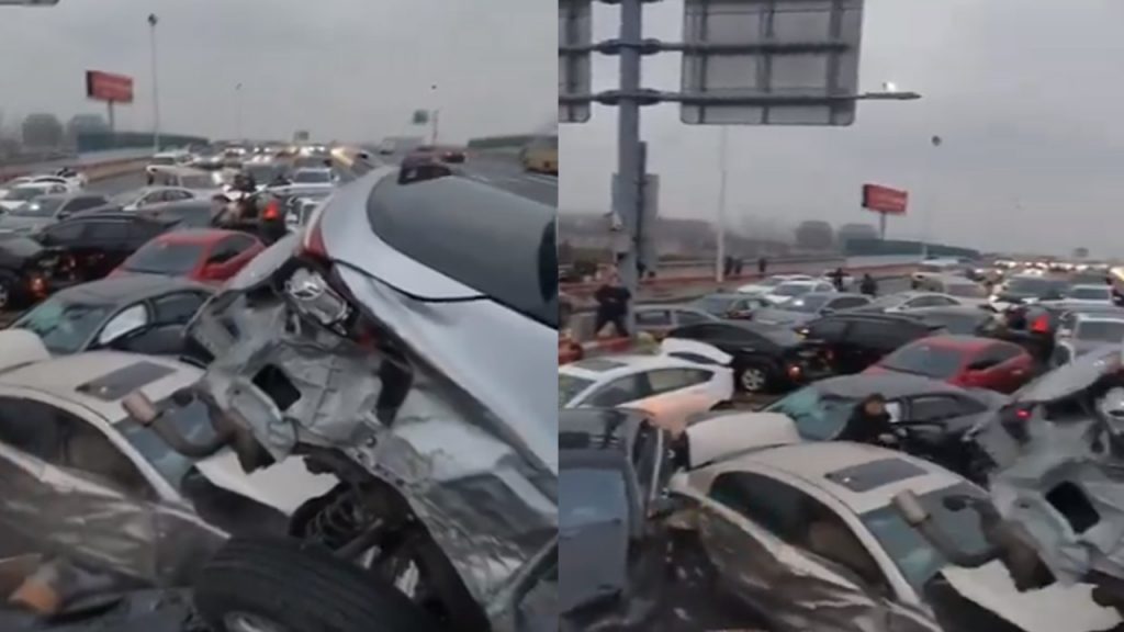 China 100 Cars Collide