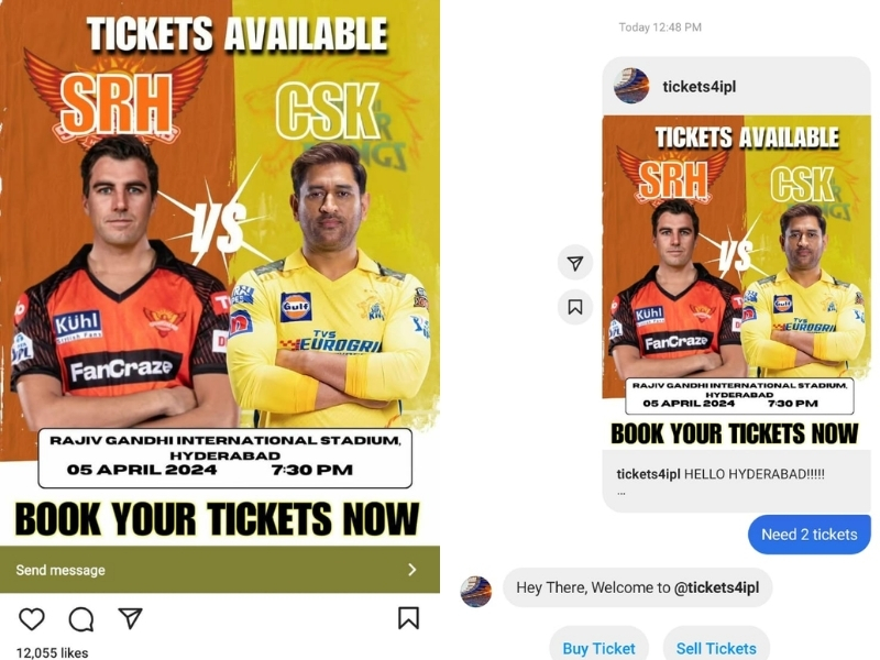 IPL Tickets Scam:  హైదరాబాద్‌లో ఐపీఎల్ మ్యాచ్.. టికెట్లు ఇప్పిస్తామంటూ సైబర్ మోసాలు..