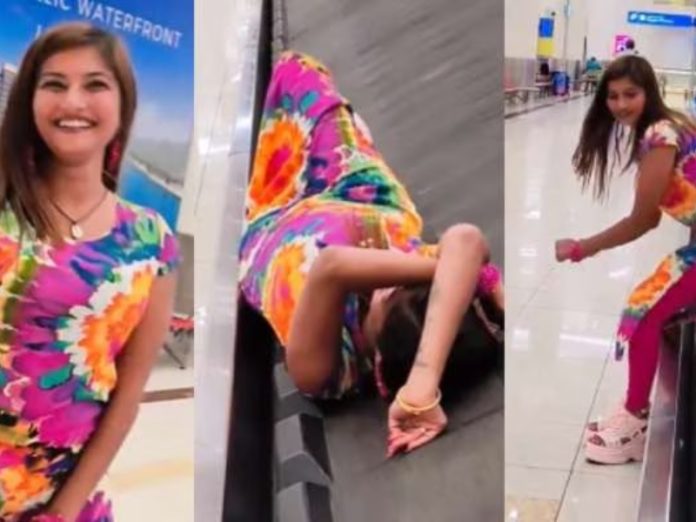 Teen Girl reel At Airport