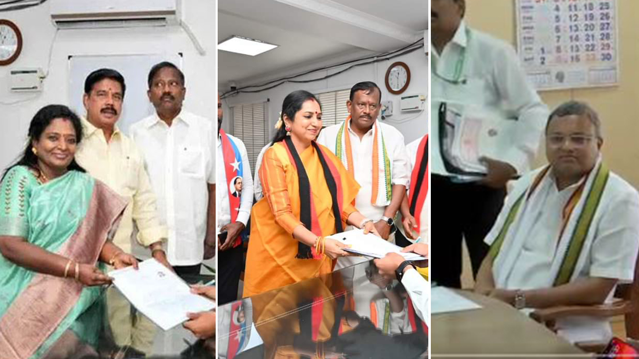 tamilisai, karthichidambaram filed Loksabha nominations in first phase