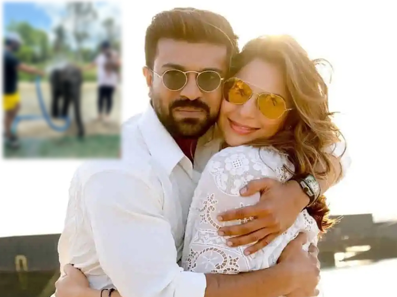 Ram Charan Bathing an Elephant: ఏనుగుకి స్నానం చేయిస్తున్న రామ్ చరణ్.. పక్కనే కూతురు క్లింకార, ఉపాసన.. ఫొటో వైరల్!