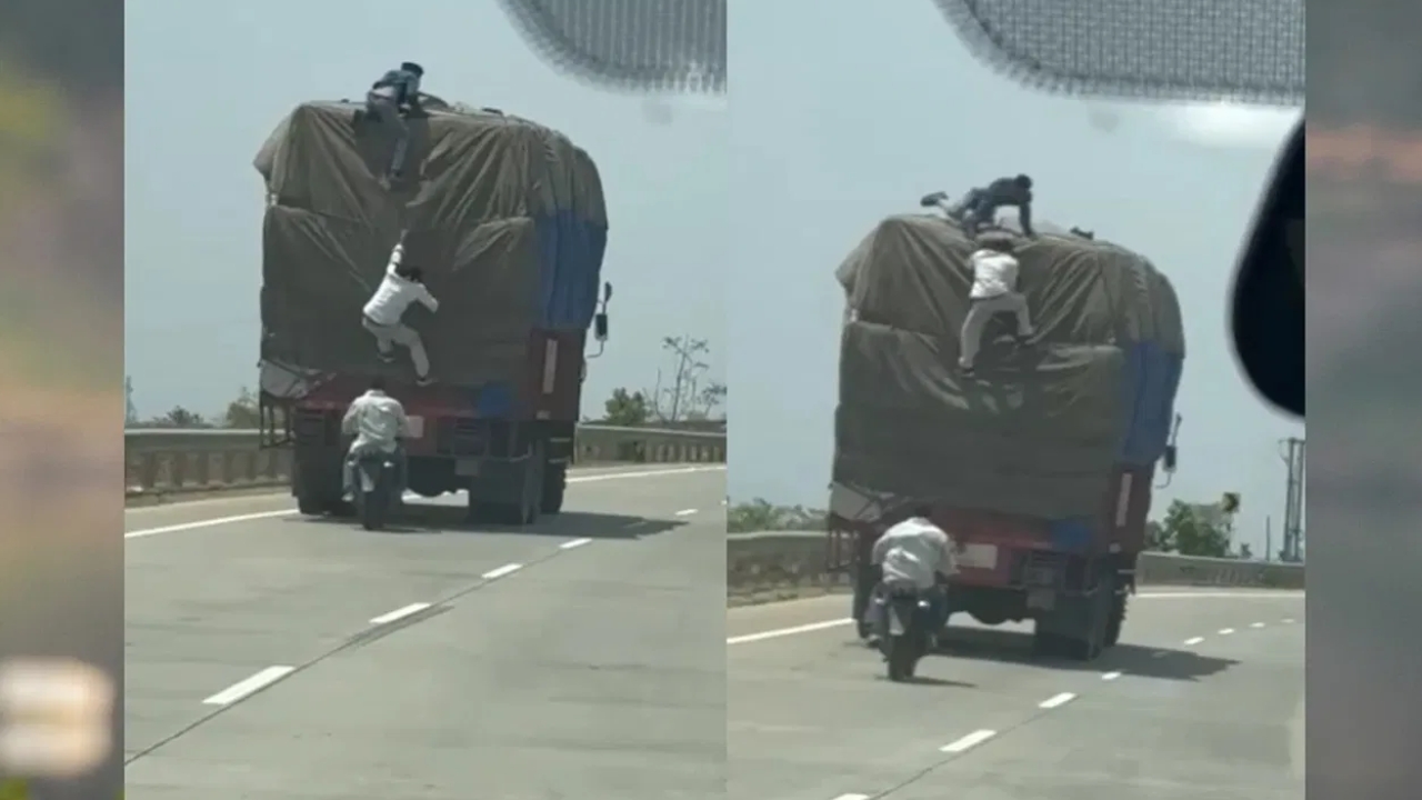 Theft in High Speed Moving Lorry: ఇదెక్కడి మాస్ చోద్యంరా బాబు..  అచ్చం సినిమాల్లో లాగే హై స్పీడ్ లో వెళ్తున్న లారీలో చోరీ!