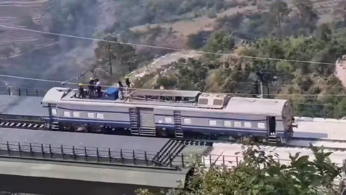 Railways conducts trial run on world's highest steel arch rail at Chenab bridge in Jammu Kashmir