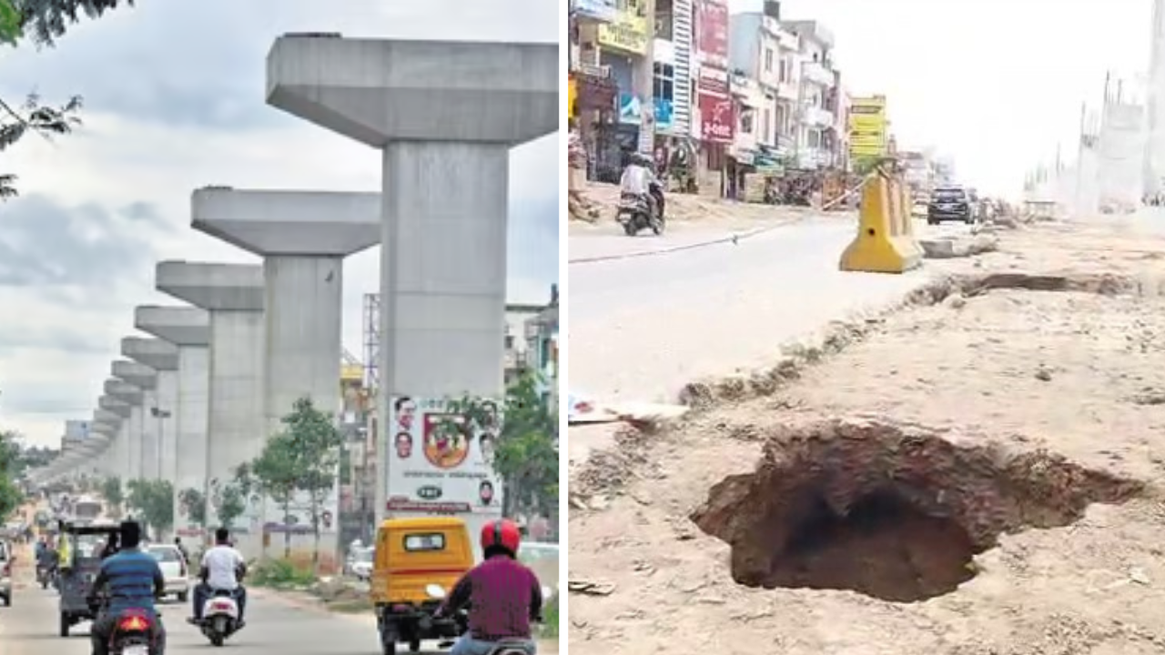 Uppal Elevated Corridor: ఉప్పల్‌లో రోడ్డు కుంగుపాటు, అప్రమత్తమైన అధికారులు..!