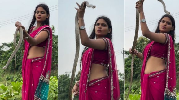 Viral Snake Video: చీరకట్టులో అందాలను ఆరబోస్తూ పామును పట్టుకుని దర్శనమిచ్చిన యువతి..