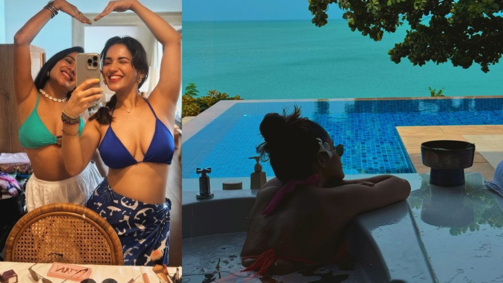 Ruhani Sharma: Ruhani is sweating in a bikini.. and blushing..!