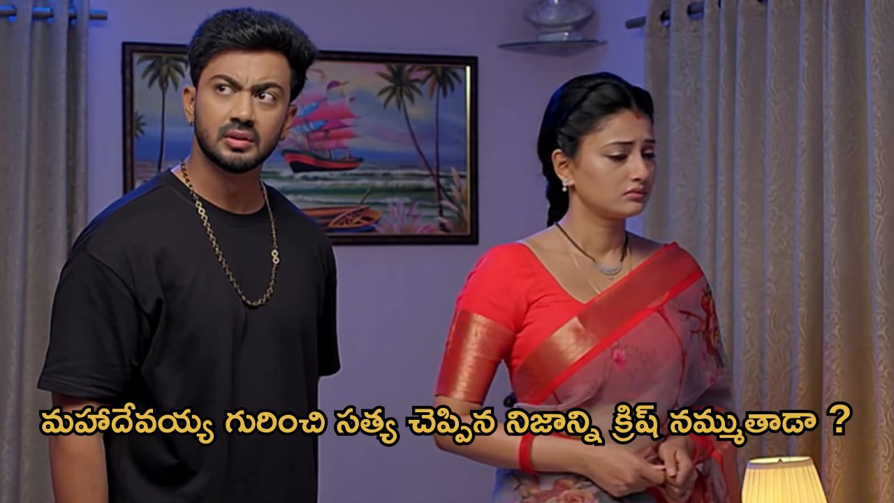 Satyabhama Serial Today Episode : క్రిష్ కు సత్య నిజం చెప్తుందా? .. మహదేవయ్య తో పోటికి సై అంటున్న సత్య…